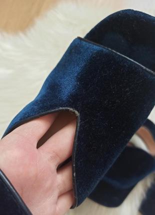 Темно-синие велюровые босоножки туфли zara7 фото