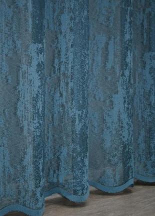 Тюль жакард, колекція "мармур". колір синій3 фото