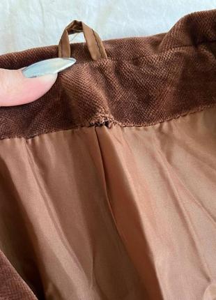 Винтажный пиджак жакет женский на осень бархатистый коричневый ретро раритет7 фото
