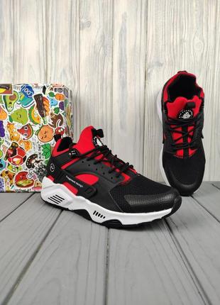 Nike air huarache x fragment black red white2 фото