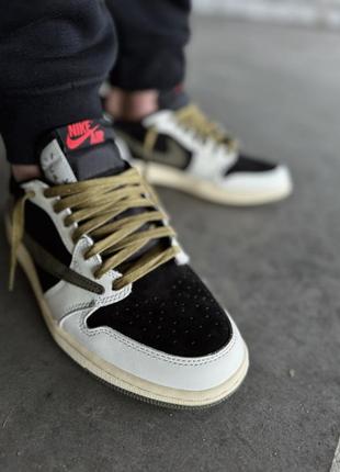 Кросівки nike jordan 1 retro low og sp travis scott olive3 фото