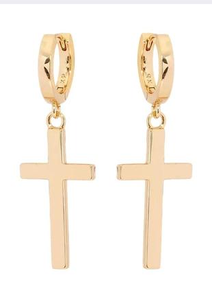 Серьги xuping позолота 18k подвески на колечках "крестики"