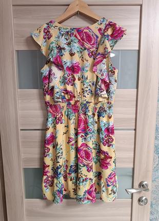Легкое красивое платье сарафан с рюшами5 фото
