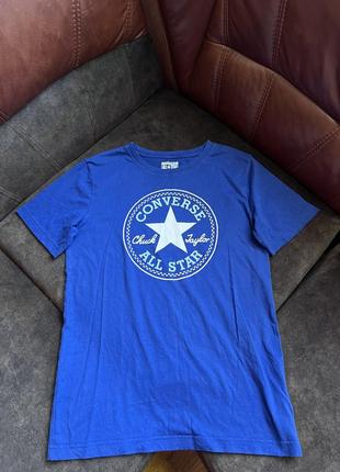 Хлопковая футболка converse all star chuck taylor оригинальная синяя2 фото