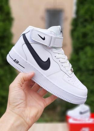 Жіночі кросівки nike air force 1 білі з чорним високі знижка sale | smb