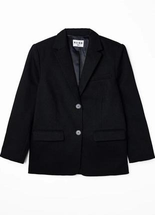 Черный пиджак, пиджак оверсайз, черный оверсайз жакет от бренда na-kd7 фото