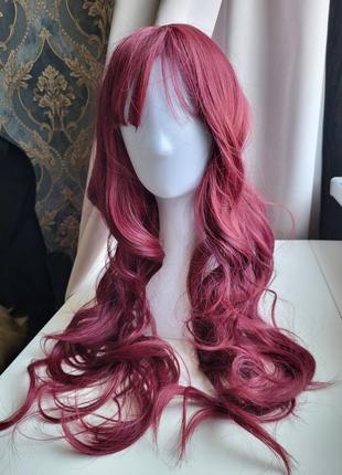Парик красный, парик, искусственные волосы, парик, длинный парик3 фото