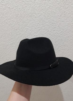 Шляпа федора унисекс с устойчивыми полями classic черная2 фото