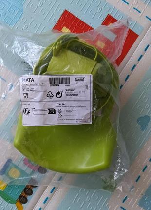 Новый набор детской посуды ikea mata 4 предмета зеленый лягушка3 фото