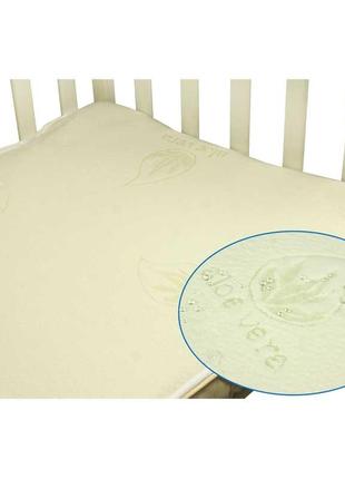 Жакардовий водонепроникний наматрацник aloe vera на резинці 60x120 см