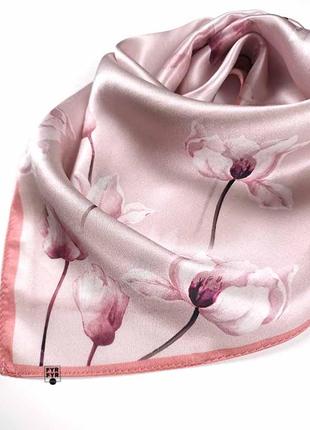 100% шелк чистый натуральный маленький шелковый платок платочек 53*53 новый