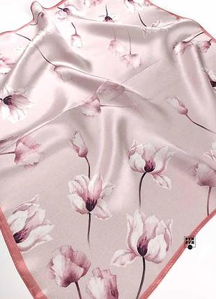 100% шелк чистый натуральный маленький шелковый платок платочек 53*53 новый