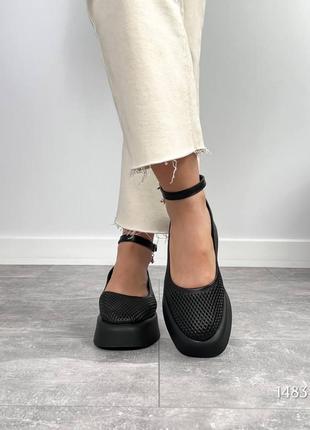 Туфли terna, черный, натуральная кожа с перфорацией7 фото