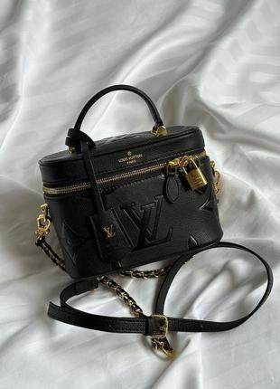 Женская сумка louis vuitton vanity pm bag monogram black/gold5 фото