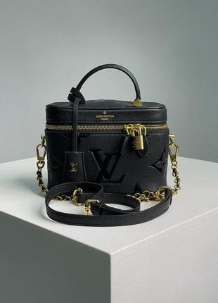 Женская сумка louis vuitton vanity pm bag monogram black/gold3 фото