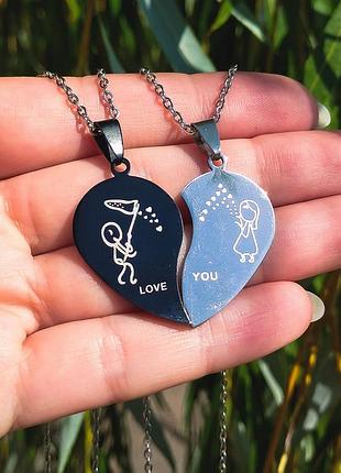 Кулон парний для закоханих ilove you, нержавіюча сталь. подарункок на 14 лютого, 8 березня
