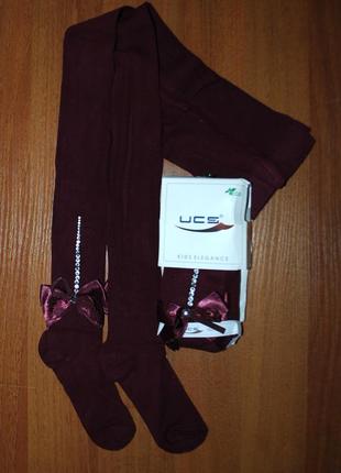 Святкові колготки трикотажні р. 7, 9, 11 ucs юск бантик стрази камінчики