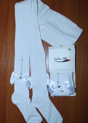 Святкові колготки трикотажні р. 7, 9, 11 ucs юск бантик стрази камінчики