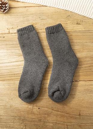 Сірі шкарпетки махрові 3630 махрові зимові теплі темно-сірого кольору носки шерстяні ноги зігріті6 фото
