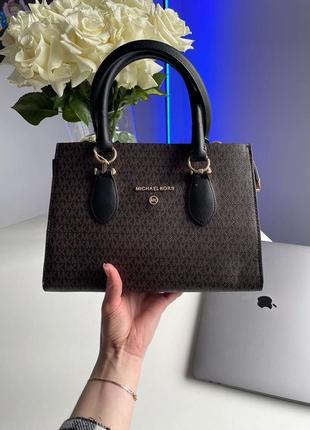 Женская сумка michael kors marilyn large logo brown5 фото