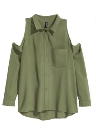 Рубашка хакі з відкритими плечима h&m2 фото