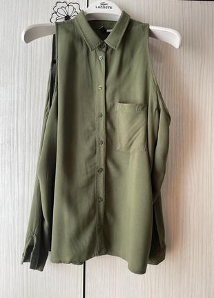 Рубашка хакі з відкритими плечима h&m7 фото