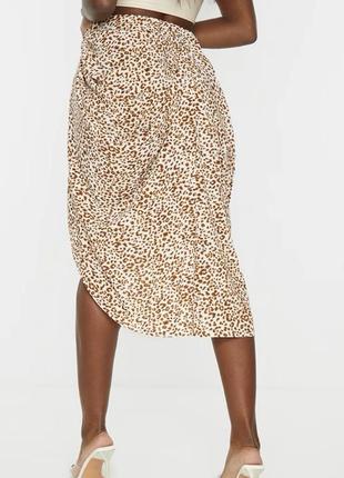 Леопардовая юбка с драпировкой длинная3 фото