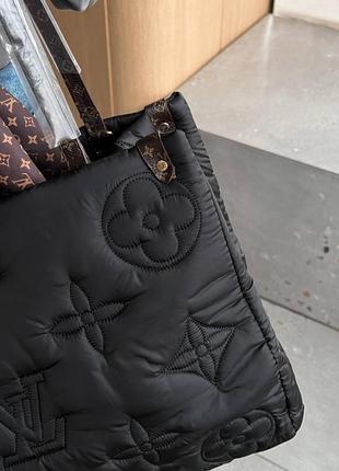 Louis vuitton puff onthego gm black, жіноча сумка пуфер, женская сумка, шоппер5 фото