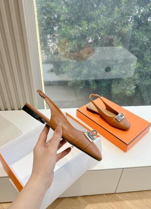 Туфлі з відкритою пʼятою в стилі hermes балетки  під замовлення 20%9 фото