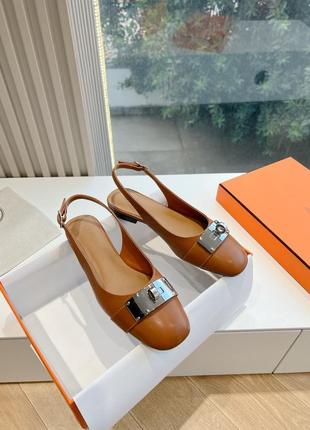 Туфлі з відкритою пʼятою в стилі hermes балетки  під замовлення 20%8 фото