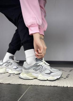 New balance 9060 rain cloud grey жіночі кросівки нью беленс замш