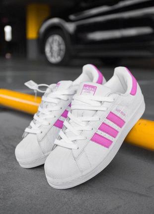 Жіночі кросівки adidas superstar white/pink