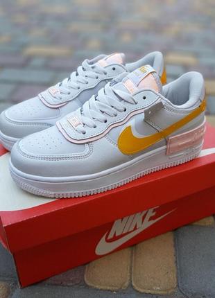 Женские кроссовки nike air force 1 shadow серые с желтым снижением sale &lt;unk&gt; smb