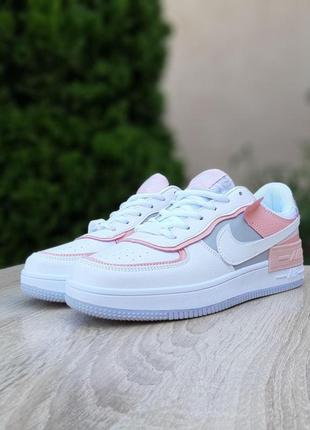 Жіночі кросівки nike air force 1 shadow білі з сірим з пудрою знижка sale | smb2 фото