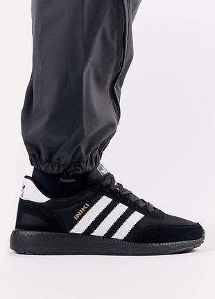 Спортивные легкие кроссовки adidas total black white / адидас иники / мужская демисезонная обувь на весну, лето