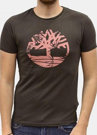 Timberland big logo футболка хакі