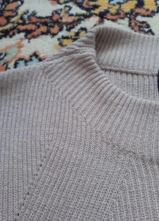 Крутий стильний базовий актуальний светр джемпер кофта на весну бежевий оверсайз вільного силуету натуральний вовна коттон віскоза6 фото