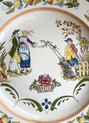 Велика настінна тарілка з пасторальним сюжетом вінтаж німеччина