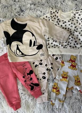 Набір - штанці h&m, боді carters, кофта primark, кофта h&m, штани disney at primark 3-6 міс2 фото