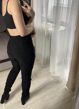 Чорні лосини брюки драпірування з ефектом пуш-ап6 фото