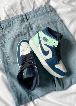 Nike air jordan 1 mid gs "blue mint" кроссовки кожаные4 фото