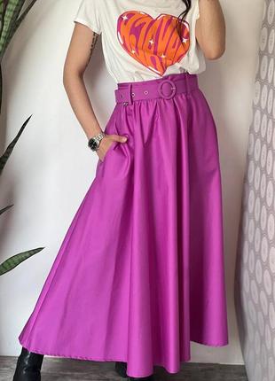 Женская юбка kontatto меди с поясом, розовый цвет, фуксия цвет, размер xs1 фото