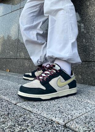 Nike sb dunk crema black кросівки найк унісекс демісезон жіночі чоловічі кремові беж з чорним чорні весна осінь беж крем черные кроссовки5 фото