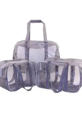 Набор из 3 сумок в роддом econova s+m+xl серый1 фото