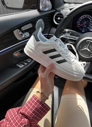 Женские кеды на платформе adidas gazelle bold white