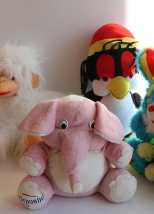 Мягкие игрушки 4 штуки: слон, обезьяна, заяц и пингвин