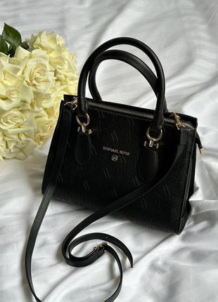 Женская брендовая сумка классическая michael kors marilyn large logo black mk4 фото