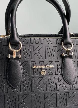 Женская брендовая сумка классическая michael kors marilyn large logo black mk8 фото