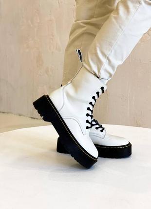 Женские ботинки dr.martens jadon white/black с застежкой