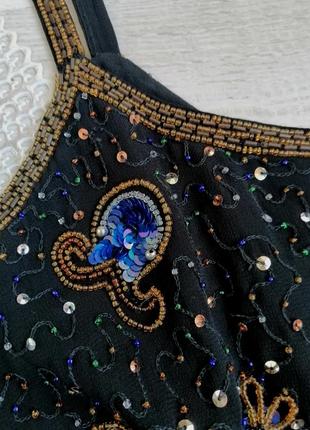 Нарядна блузка з вишивкою паєтками та бісером вечірня святкова маку oasis6 фото